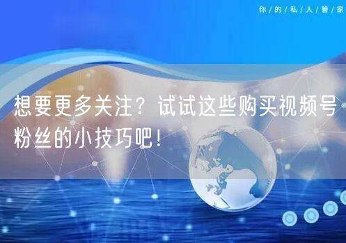 想要更多关注？试试这些购买视频号粉丝的小技巧吧！