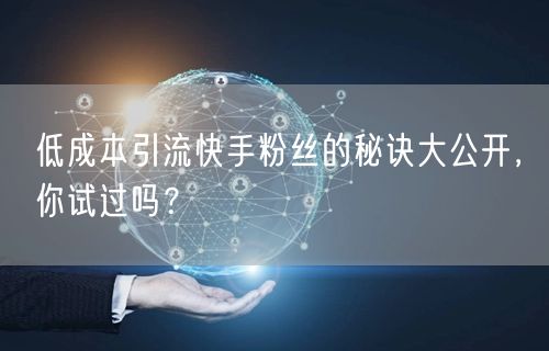 低成本引流快手粉丝的秘诀大公开，你试过吗？